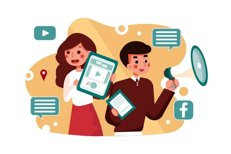 Illustration showing digital marketing services by a professional best digital marketer in Calicut.