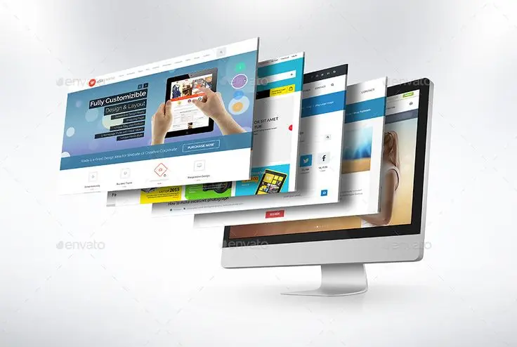 Website design mockups displayed on a computer screen by the best digital marketer in Calicut.